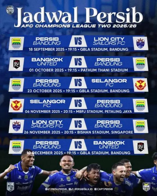 Jadwal lengkap Persib Bandung